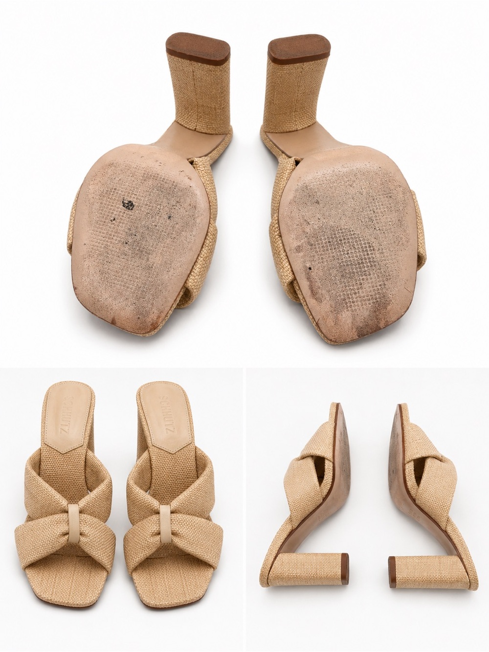 SCHUTZ Tan Woven Knot Block-Heel Mule - Picture 2 of 2